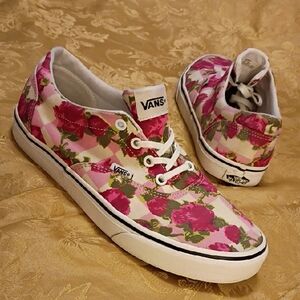 VANS Classic Pink Floral Checkered, Women's 10.0 Men's 8.5 Sneakers
